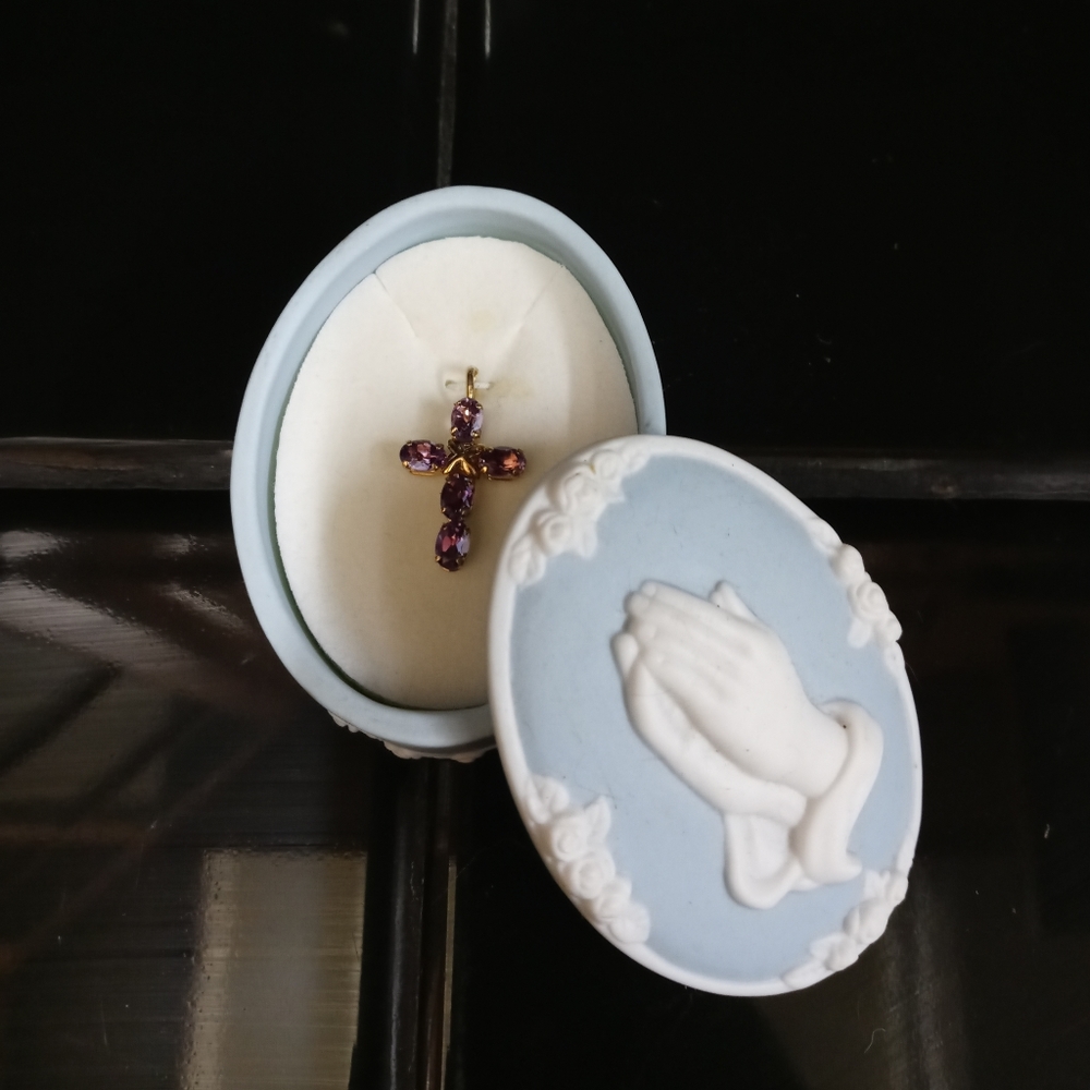 Purple Gemstone Cross in JCM Trinket Box